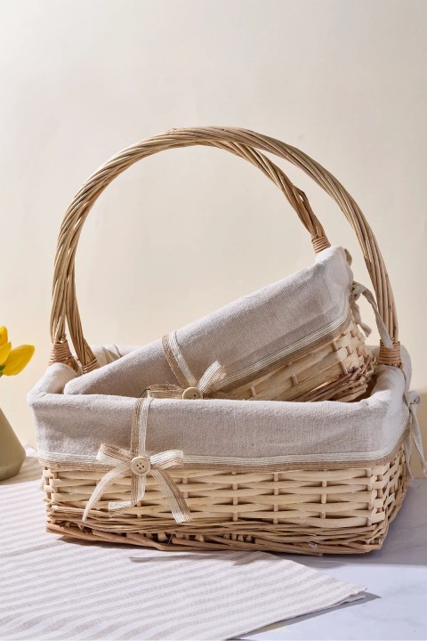 Perotti 17998 Salice Hasır 2'li Kare Piknik Sepeti ve Organizer