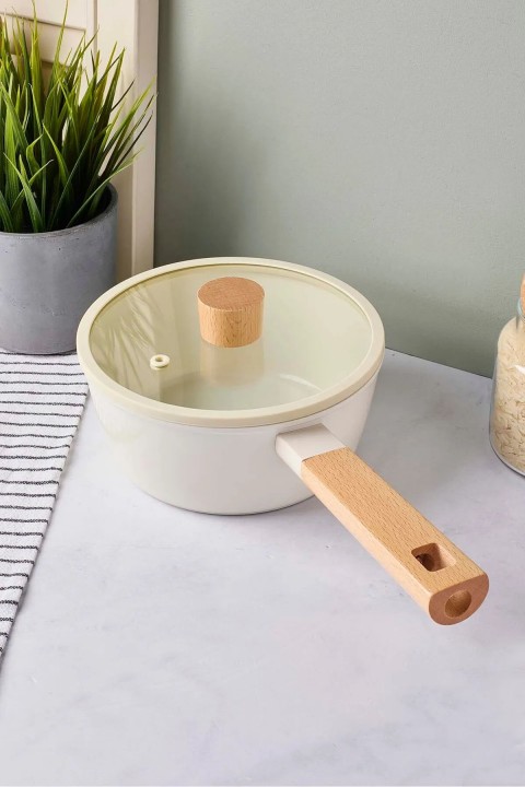 Perotti 18085 CookWood Ahşap Saplı Tencere 18 Cm - Bej