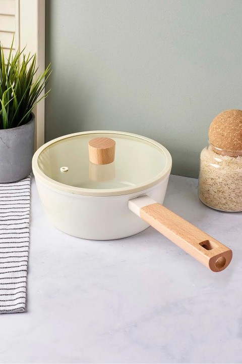 Perotti 18086 CookWood Ahşap Saplı Tencere 20 Cm - Bej