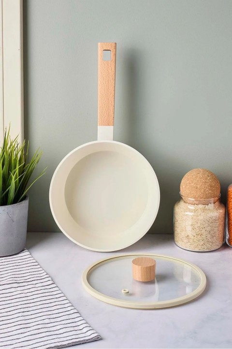 Perotti 18086 CookWood Ahşap Saplı Tencere 20 Cm - Bej