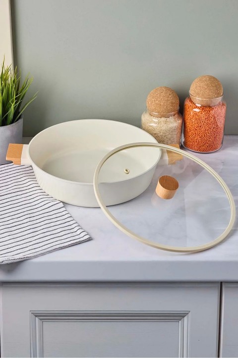 Perotti 18088 CookWood Basık Tencere 28 Cm - Bej