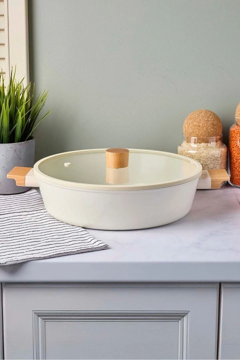 Perotti 18088 CookWood Basık Tencere 28 Cm - Bej