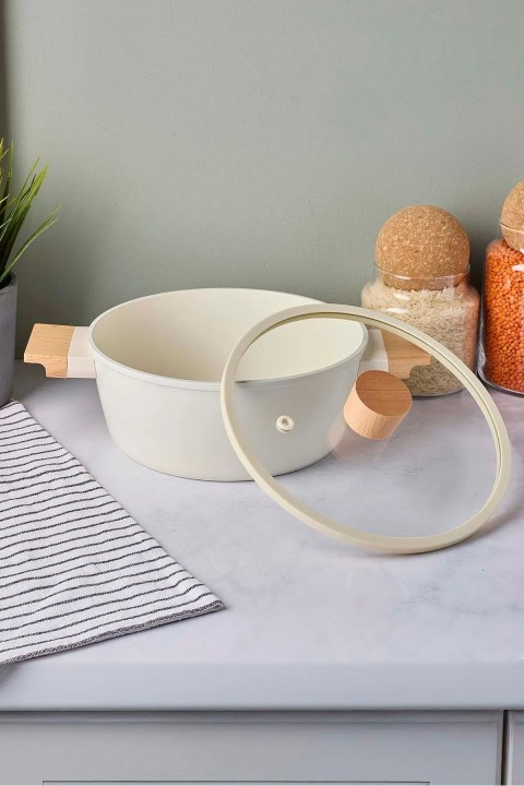 Perotti 18089 CookWood Derin Tencere 20 Cm - Bej