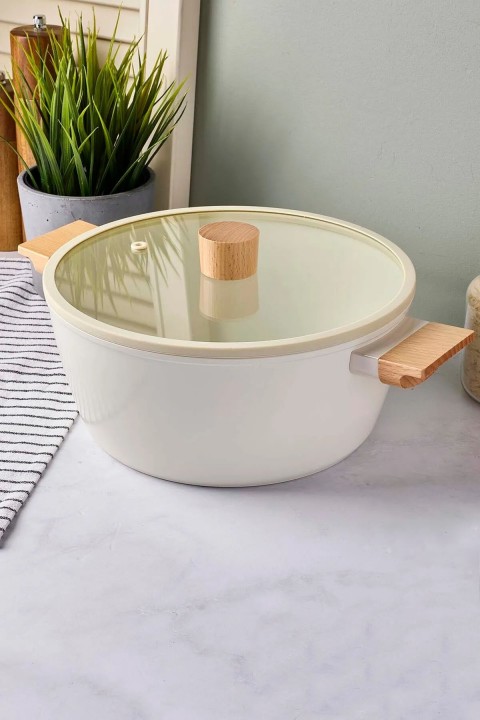 Perotti 18090 CookWood Derin Tencere 24 Cm - Bej