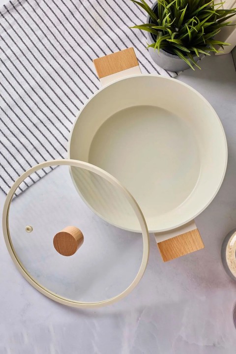 Perotti 18090 CookWood Derin Tencere 24 Cm - Bej