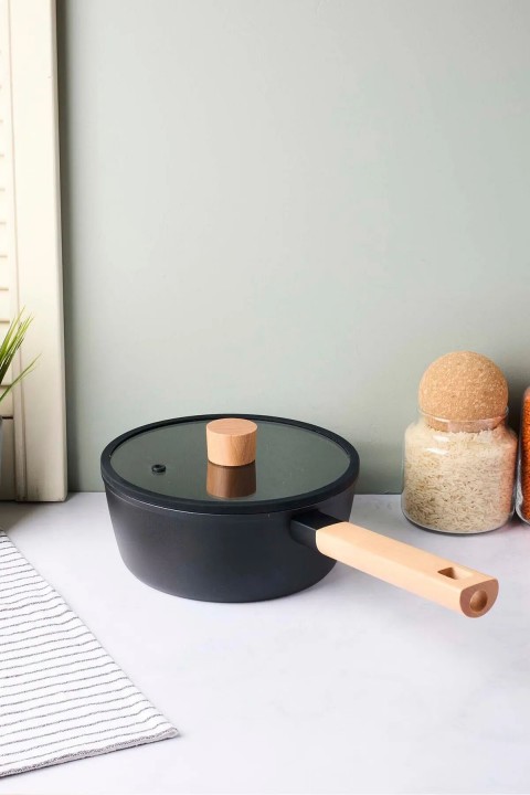 Perotti 18095 CookWood Ahşap Saplı Tencere 20 Cm - Siyah