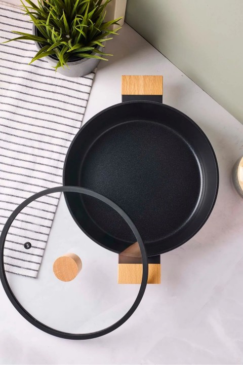 Perotti 18096 CookWood Basık Tencere 24 Cm - Siyah