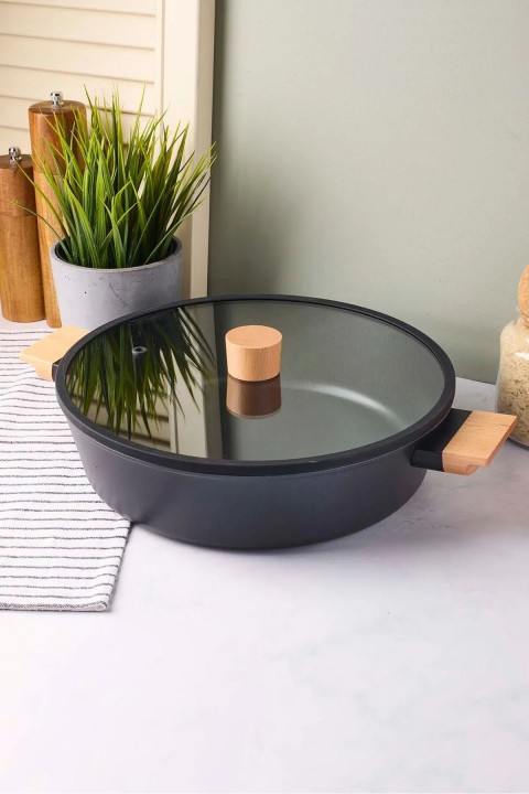 Perotti 18097 CookWood Basık Tencere 28 Cm - Siyah