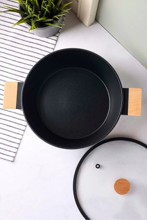 Perotti 18099 CookWood Derin Tencere 24 Cm - Siyah
