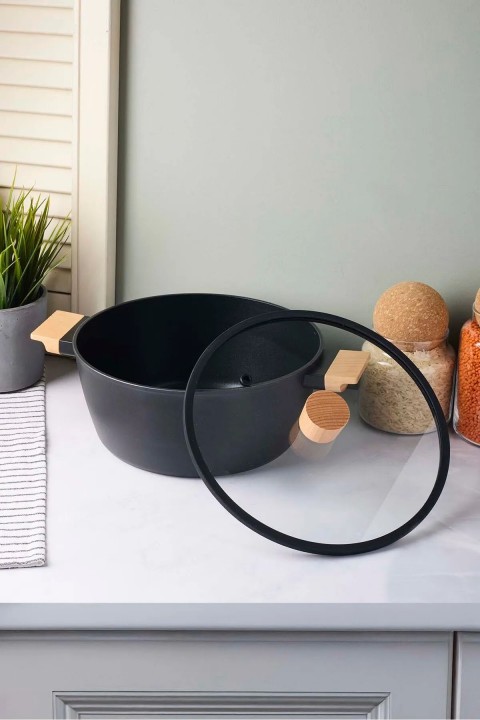 Perotti 18099 CookWood Derin Tencere 24 Cm - Siyah