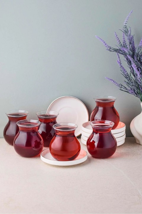 Perotti 18109 Kanlıca 12 Parça 6 Kişilik Cam Çay Seti 210 Ml - Gold 