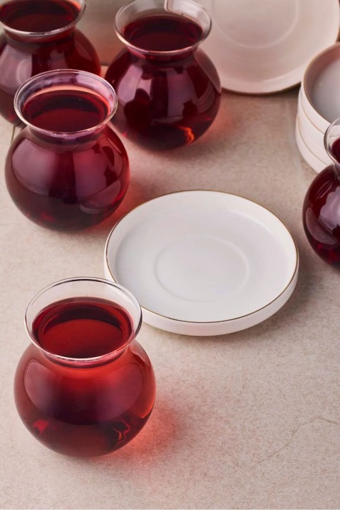 Perotti 18109 Kanlıca 12 Parça 6 Kişilik Cam Çay Seti 210 Ml - Gold 