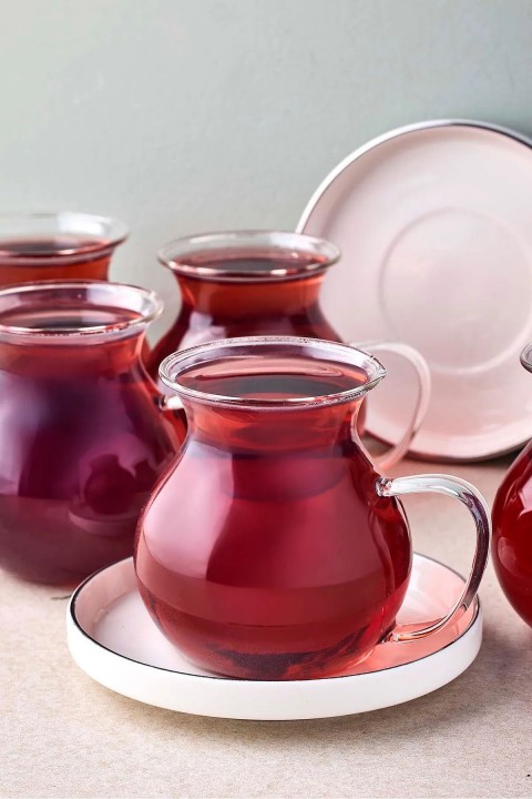 Perotti 18112 Kanlıca 12 Parça 6 Kişilik Kulplu Cam Çay Seti 210 Ml - Platin 