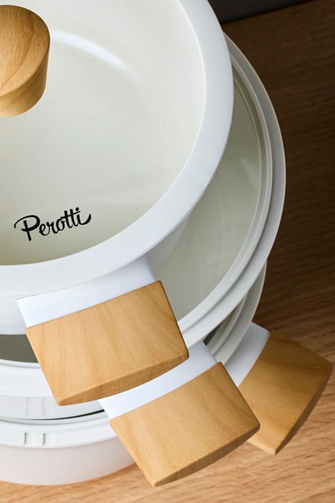 Perotti Danish Cook İndüksiyon Tabanlı 7 Parça Tencere Seti - Bej 