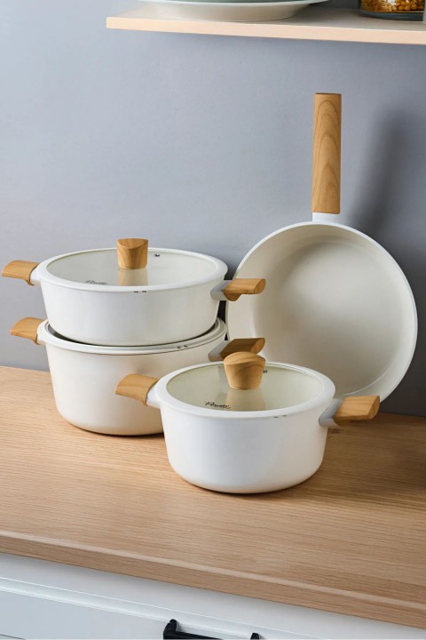 Perotti Danish Cook İndüksiyon Tabanlı 7 Parça Tencere Seti - Bej 