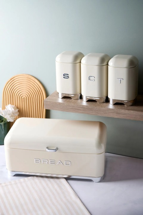 Perotti Plus Ekmek Kutusu Ve 3'lü Saklama Kabı - Krem