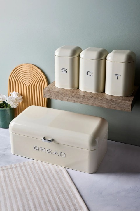 Perotti Plus Ekmek Kutusu Ve 3'lü Saklama Kabı - Krem