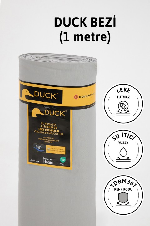 Premier Metrelik Duck Keten Kumaş Su İtici Bez 1 Metre TDRM361 - Gri