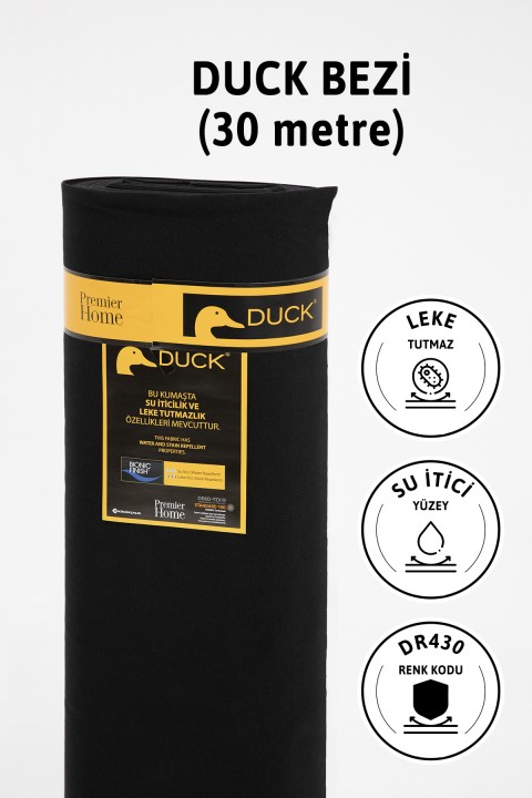 Premier Metrelik Duck Keten Kumaş Su İtici Bez 30 Metre DR430 - Siyah