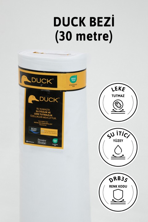 Premier Metrelik Duck Keten Kumaş Su İtici Bez 30 Metre DRB35 - Beyaz