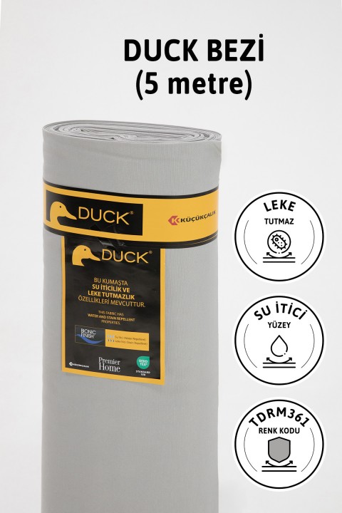Premier Metrelik Duck Keten Kumaş Su İtici Bez 5 Metre TDRM361 - Gri