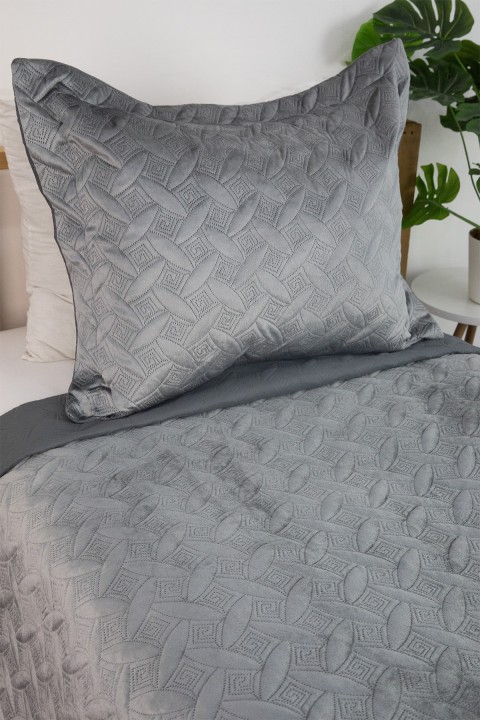 Queen Kadife Tek Kişilik Yatak Örtüsü - Antrasit Queen Kadife Tek Kişilik Yatak Örtüsü - Antrasit