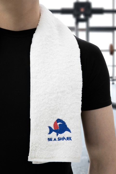 Sporcu Antrenman Havlusu Gym Fitness Plates Boks Tenis Spor Havlusu 105x30 Cm - Beyaz