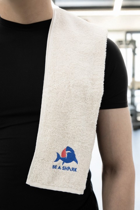Sporcu Antrenman Havlusu Gym Fitness Plates Boks Tenis Spor Havlusu 105x30 Cm - Krem
