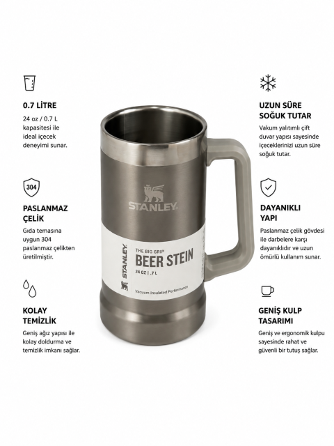 Stanley The Stay Chill Stein 0.7L/24oz Stainless Steel Ash