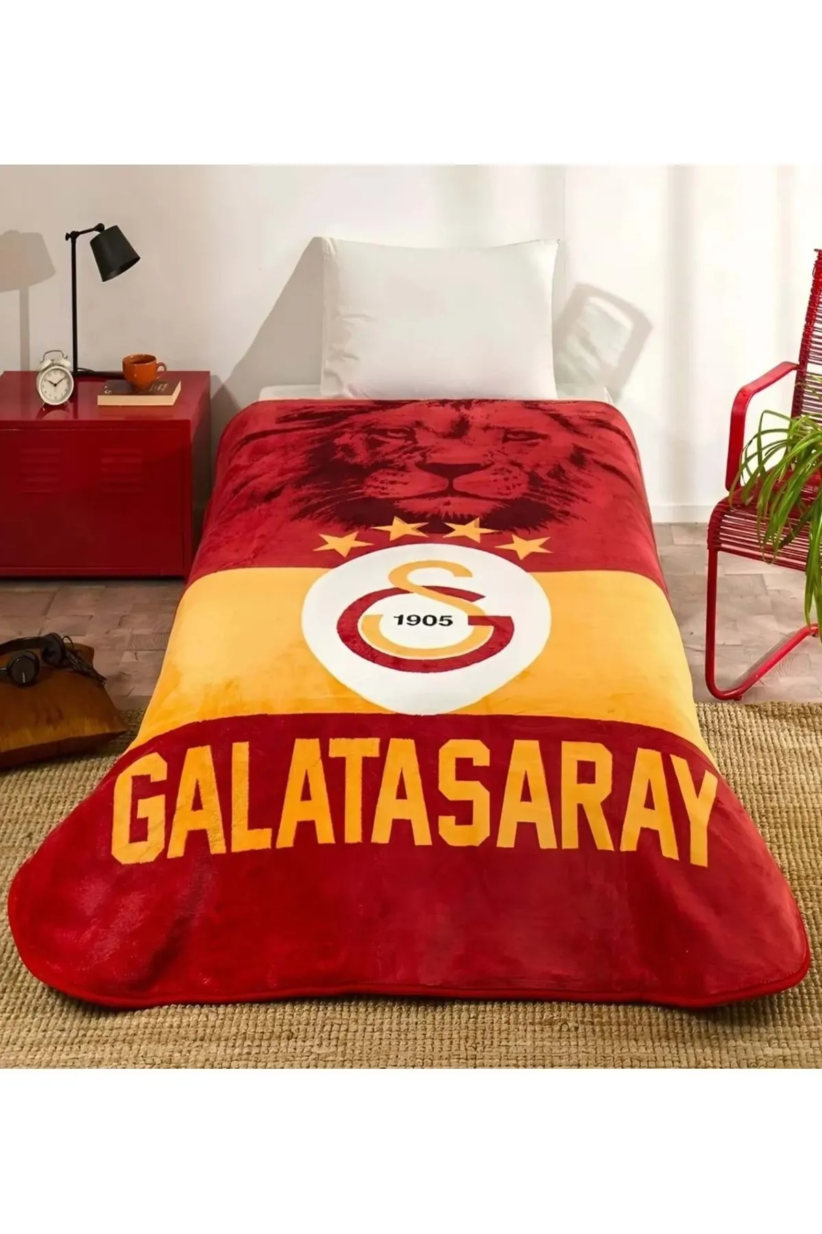 Taç Galatasaray Klasik Aslan Lisanslı Tek Kişilik Battaniye