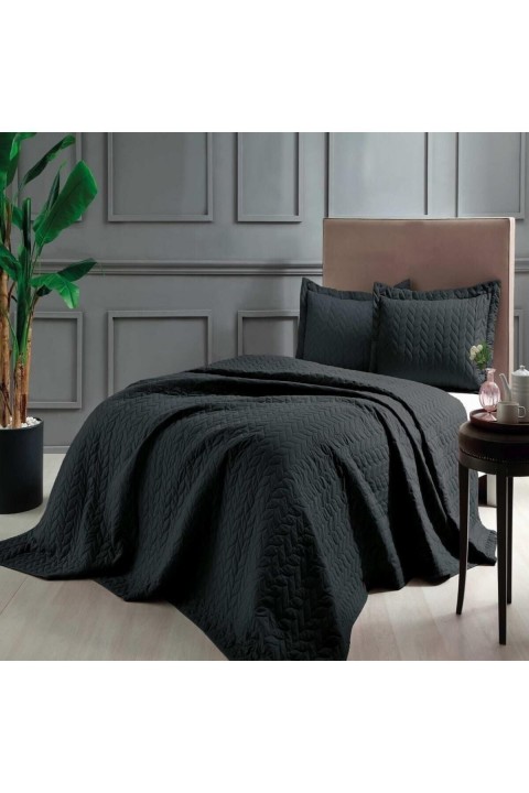 Taç Glory Çift Kişilk Yatak Örtüsü - Siyah
