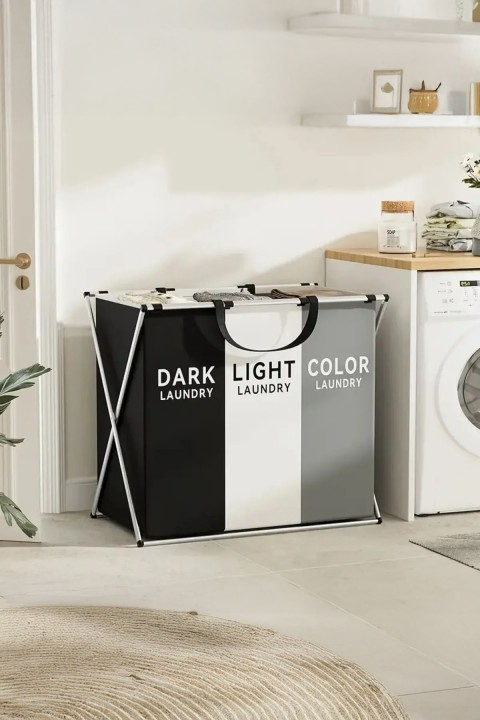 Tutku Katlanır Demonte 2 Bölme Bez Kirli Sepeti