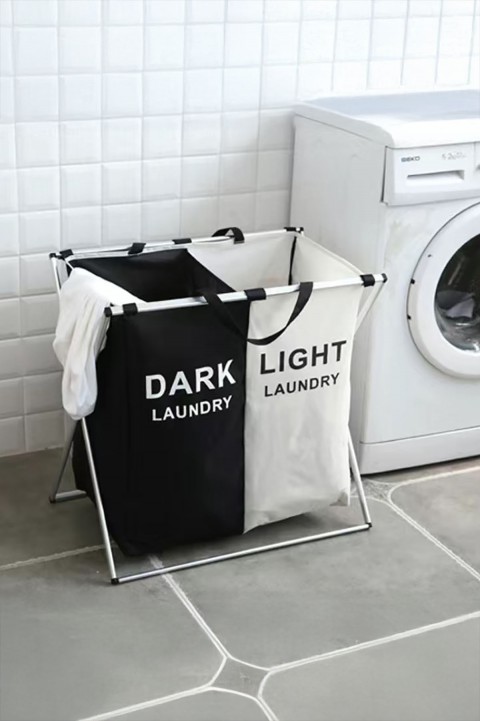 Tutku Katlanır Demonte Bez 2 Bölmeli Kirli Sepeti