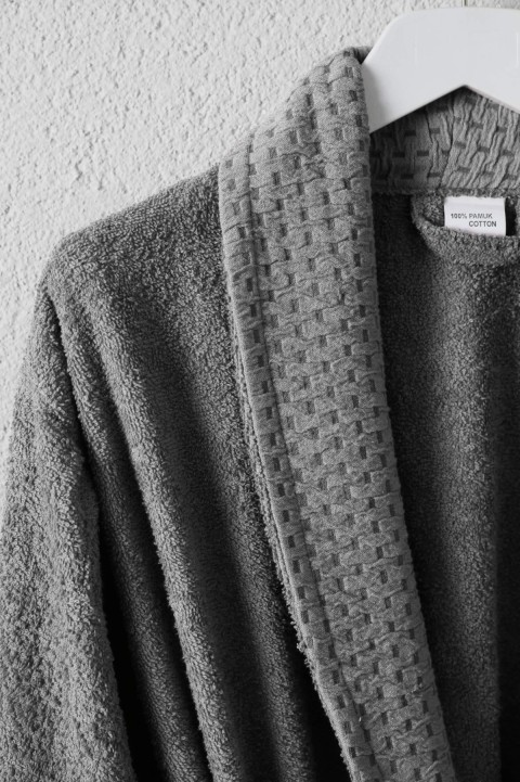 Tuwa Unisex Pamuklu L Beden Tekli Bornoz Seti - Antrasit