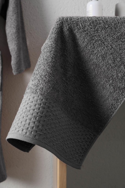 Tuwa Unisex Pamuklu XL Beden Tekli Bornoz Seti - Antrasit