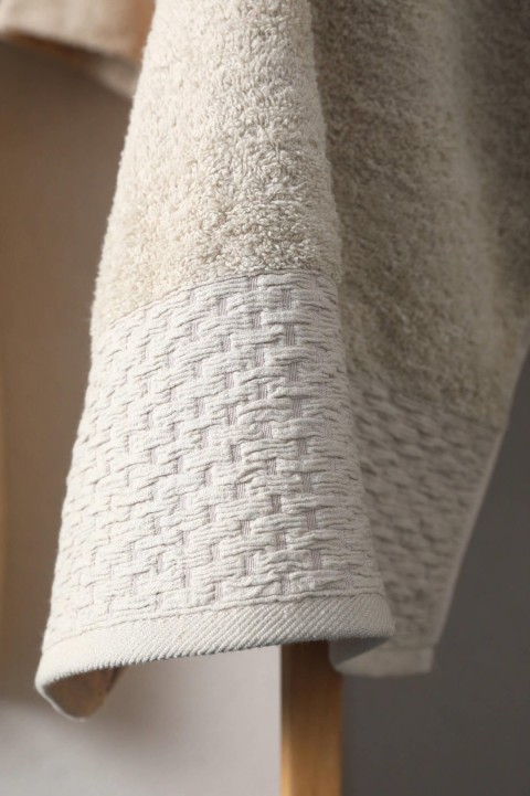 Tuwa Unisex Pamuklu XL Beden Tekli Bornoz Seti - Bej