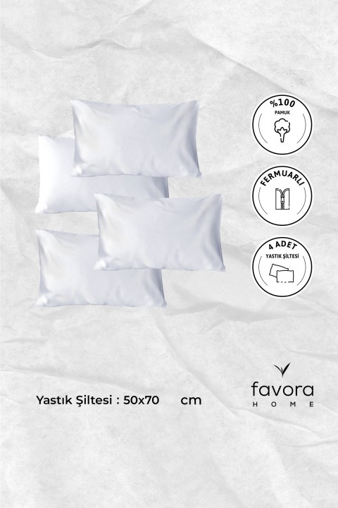 Yastık Astar Şiltesi %100 Pamuk Fermuarlı Yastık İç Kılıfı 4 Adet - Beyaz