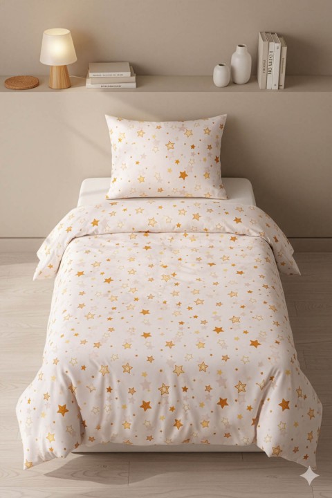 Yıldız Pamuklu Ranforce Tek Kişilik Nevresim Seti - Sarı