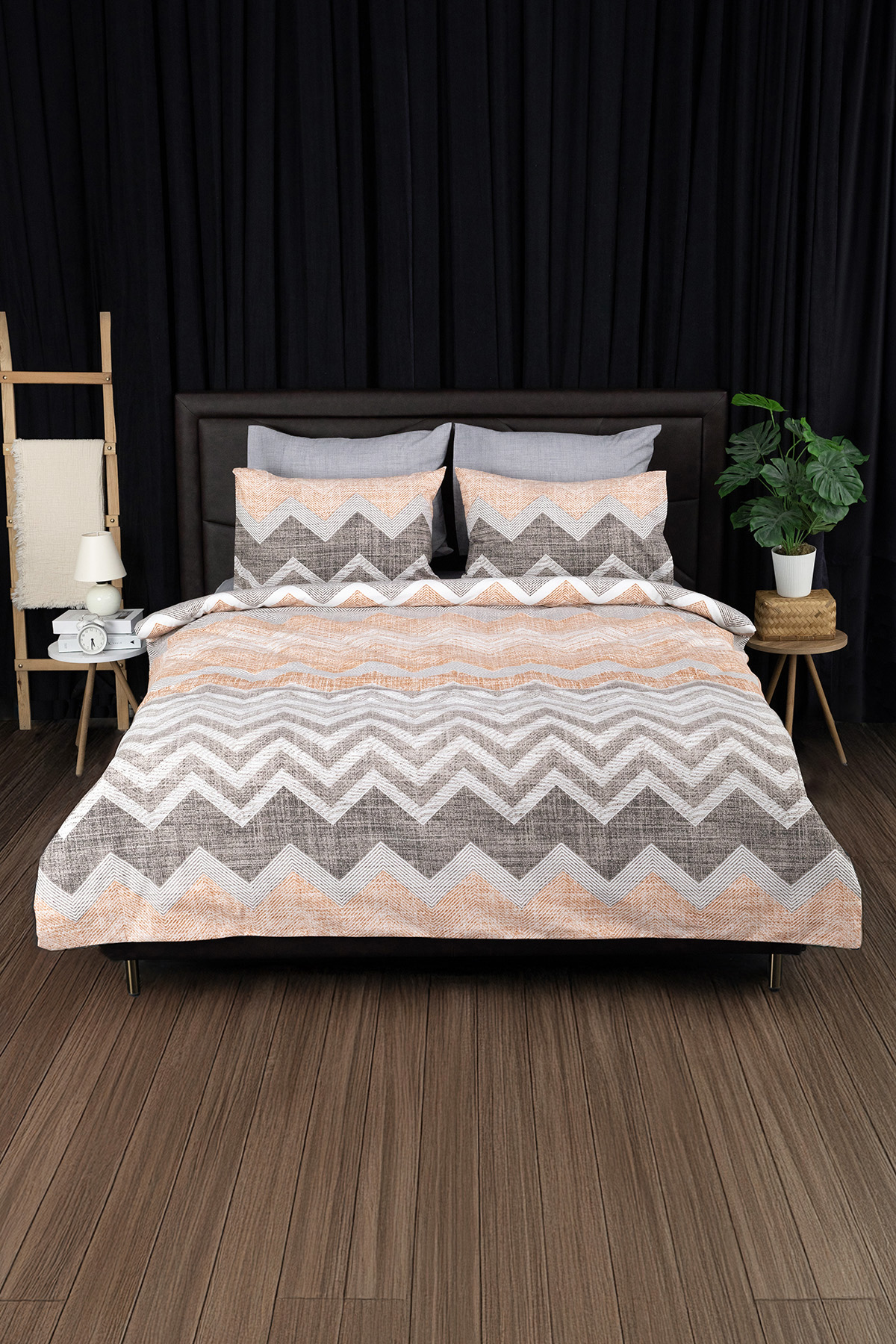 Sakkara Lastikli Çarşaflı Çift Kişilik Nevresim Takımı - Kahverengi Sakkara Lastikli Çarşaflı Çift Kişilik Nevresim Takımı - Kahverengi