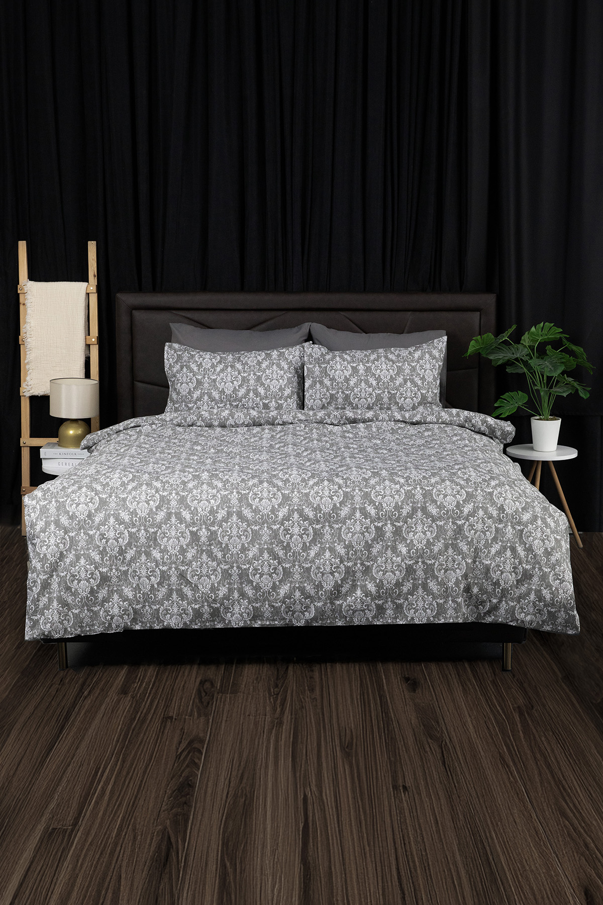 Sarmal Lastikli Çarşaflı Çift Kişilik Nevresim Takımı - Antrasit Sarmal Lastikli Çarşaflı Çift Kişilik Nevresim Takımı - Antrasit