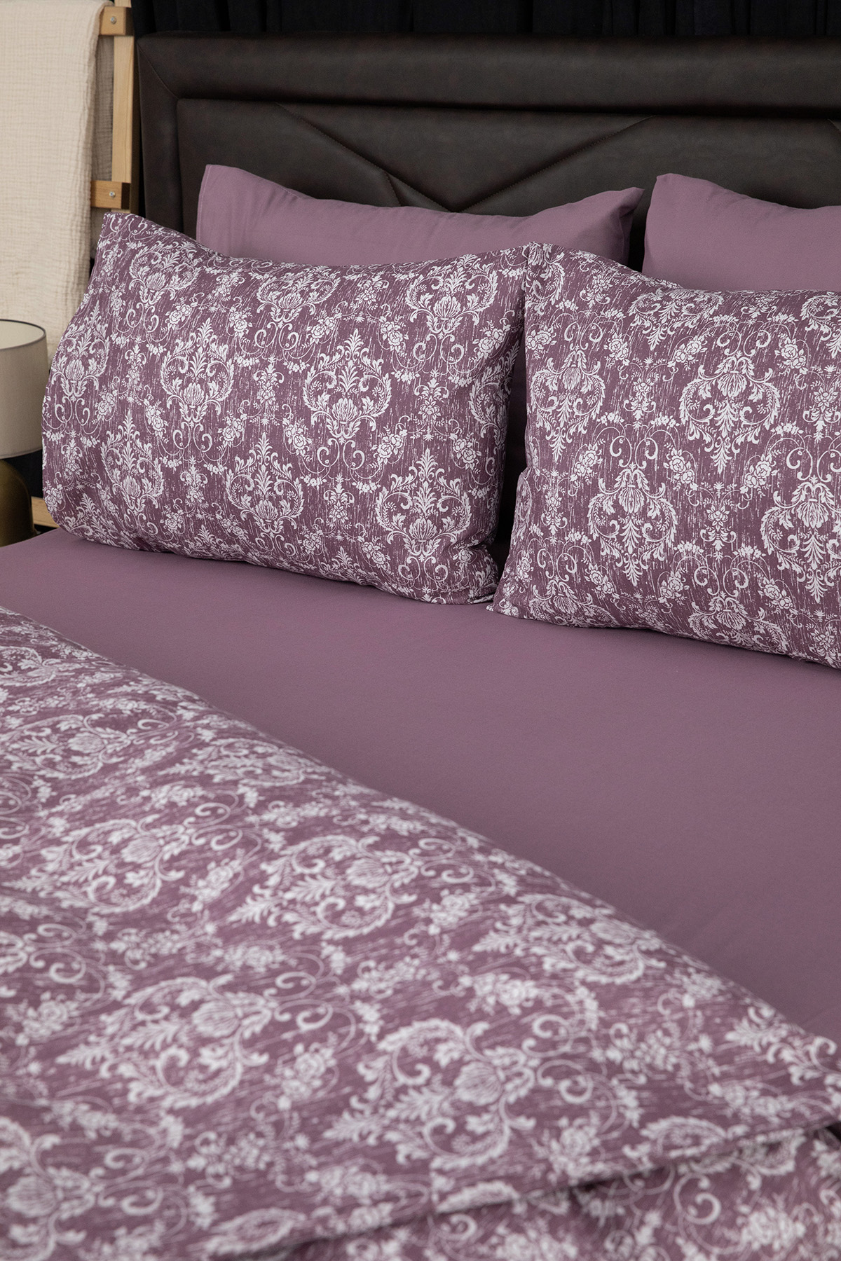 Sarmal Lastikli Çarşaflı Çift Kişilik Nevresim Takımı - Mürdüm Sarmal Lastikli Çarşaflı Çift Kişilik Nevresim Takımı - Mürdüm