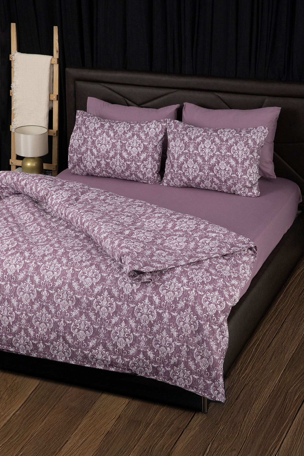 Sarmal Lastikli Çarşaflı Çift Kişilik Nevresim Takımı - Mürdüm Sarmal Lastikli Çarşaflı Çift Kişilik Nevresim Takımı - Mürdüm