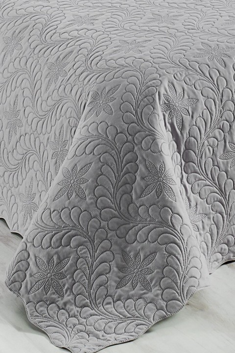 Sarmaşık Çift Kişilik Düz Renk Yatak Örtüsü Takımı - Açık Gri Sarmaşık Çift Kişilik Düz Renk Yatak Örtüsü Takımı - Açık Gri