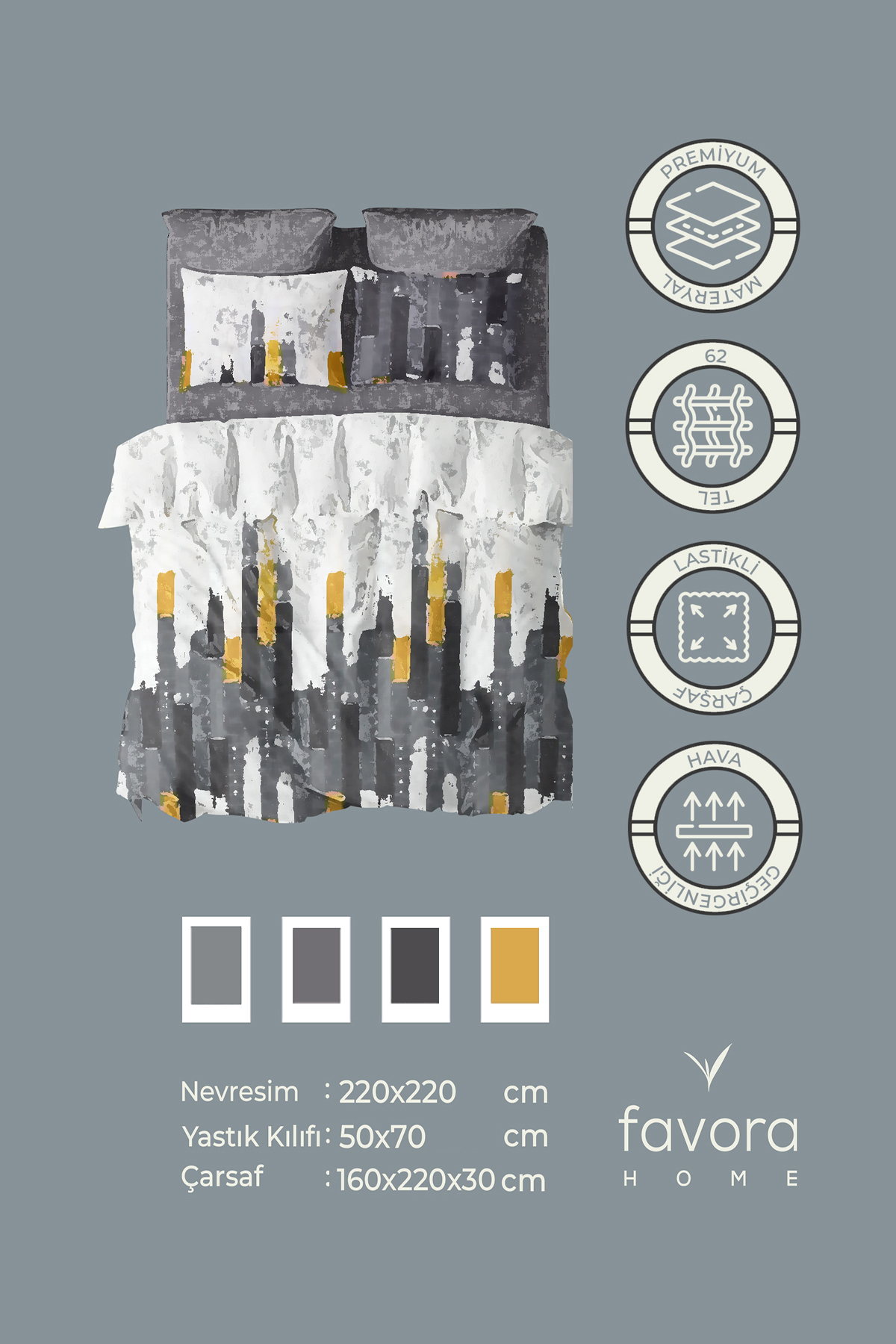 Serenat %100 Pamuk Lastikli Çarşaflı Çift Kişilik Nevresim Takımı - Sarı Serenat %100 Pamuk Lastikli Çarşaflı Çift Kişilik Nevresim Takımı - Sarı