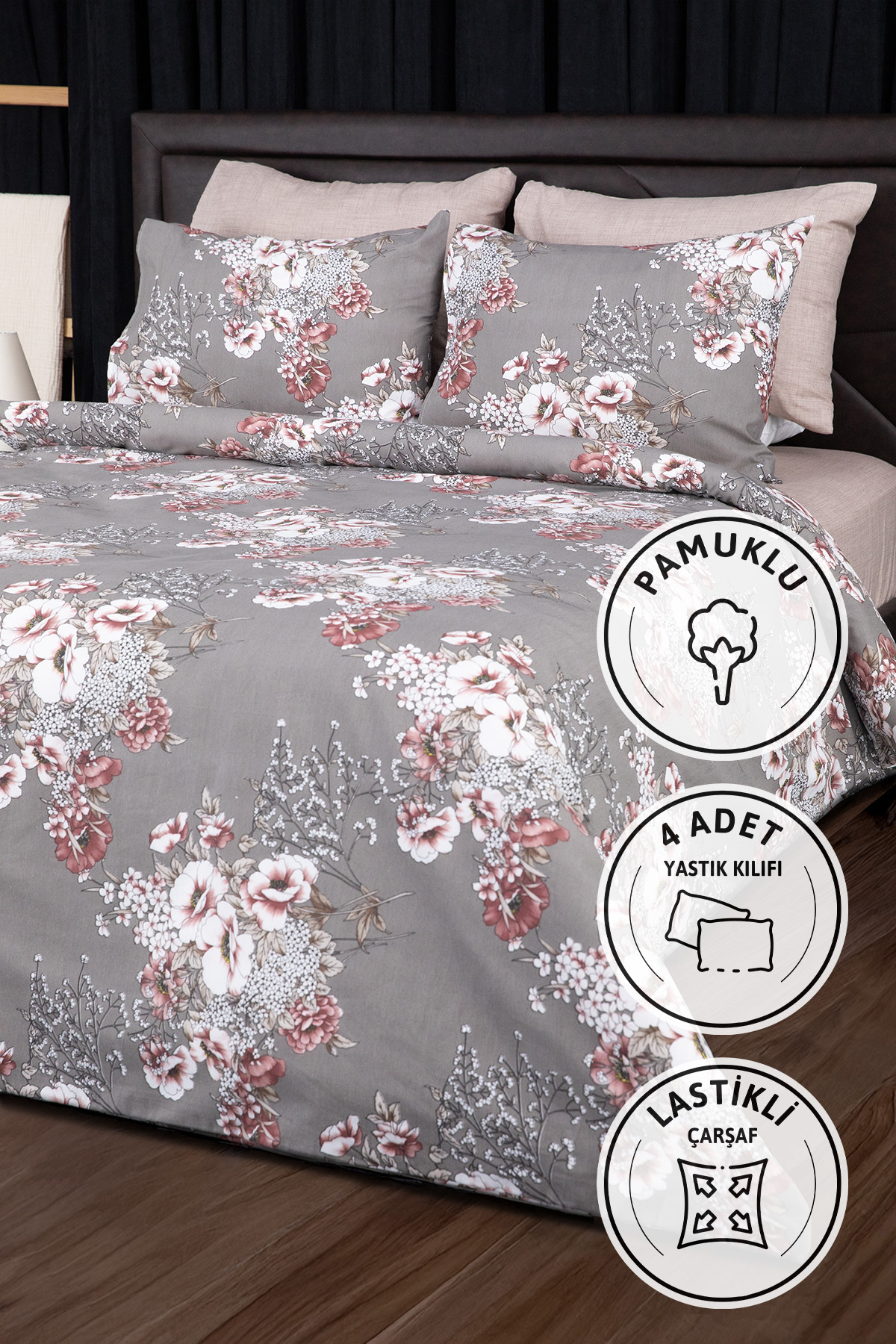 Siena Çift Kişilik Nevresim Takımı - Vizon Siena Çift Kişilik Nevresim Takımı - Vizon