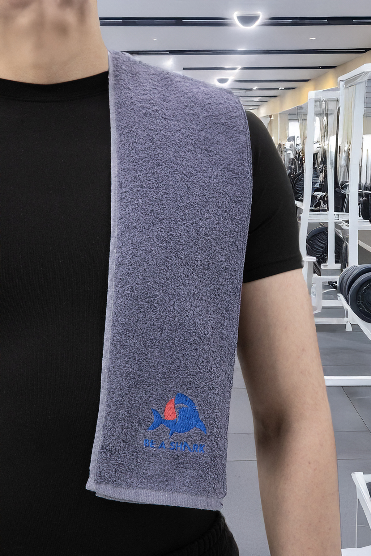 Sporcu Antrenman Havlusu Gym Fitness Plates Boks Tenis Spor Havlusu 105x30 Cm - Antrasit