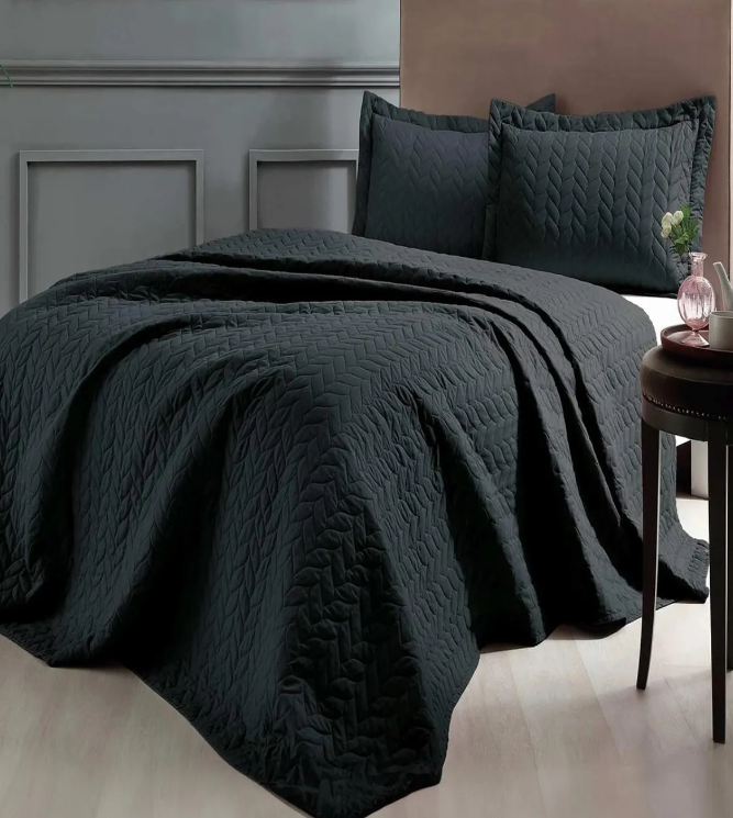 Taç Glory Çift Kişilk Yatak Örtüsü - Siyah Taç Glory Çift Kişilk Yatak Örtüsü - Siyah