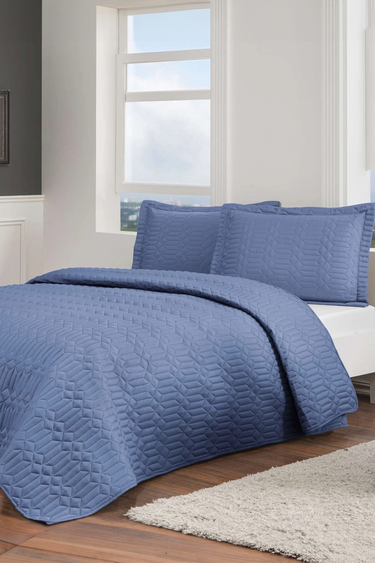 Taç Parley Çift Kişilik Yatak Örtüsü Seti - Lacivert Taç Parley Çift Kişilik Yatak Örtüsü Seti - Lacivert