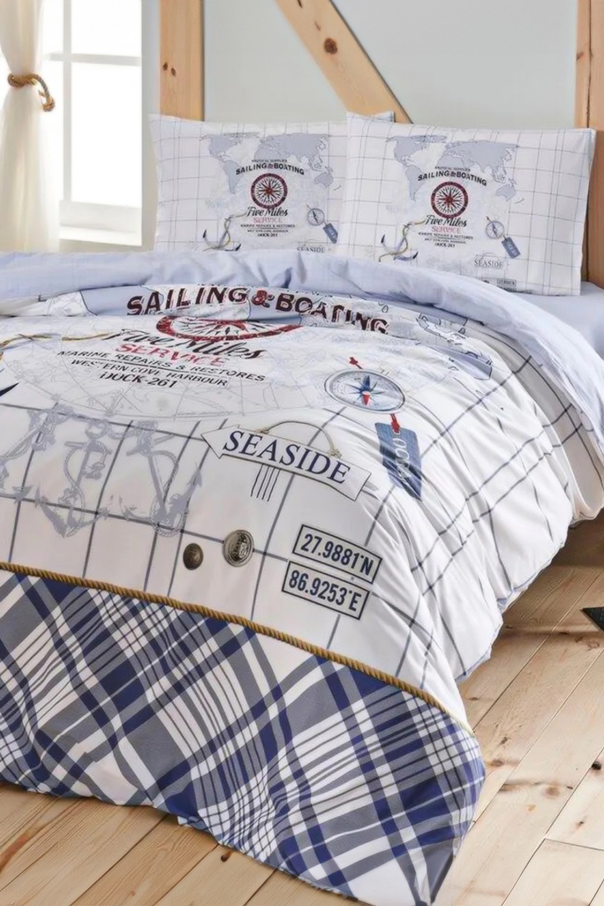 Taç Sea Side Genç Modası Ranforce Tek Kişilik Nevresim Takımı - Mavi Taç Sea Side Genç Modası Ranforce Tek Kişilik Nevresim Takımı - Mavi