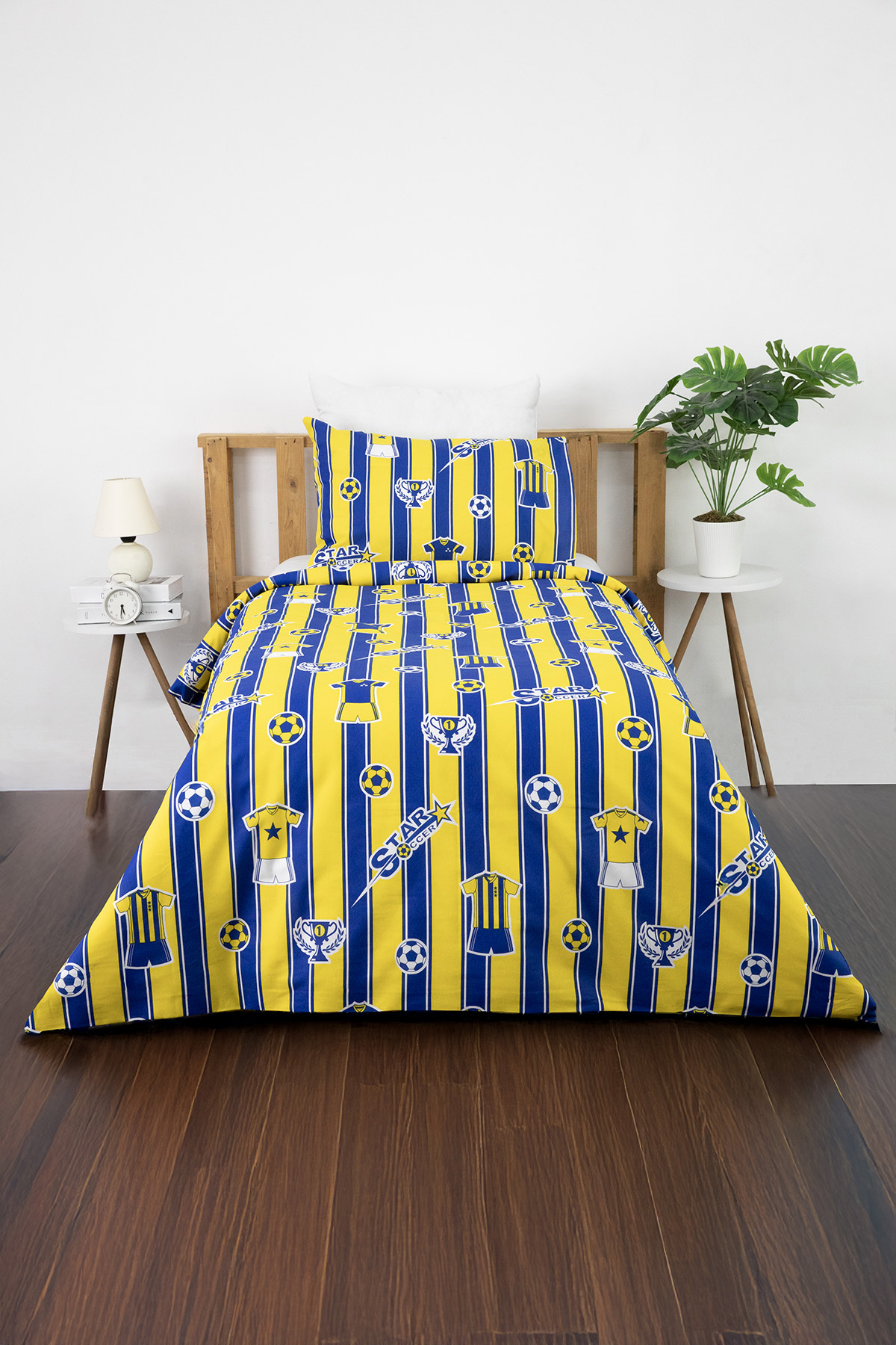 Taraftar Pamuklu Ranforce Tek Kişilik Nevresim Seti - Sarı - Lacivert Taraftar Pamuklu Ranforce Tek Kişilik Nevresim Seti - Sarı - Lacivert